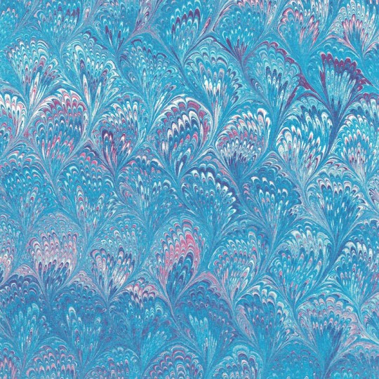 Blue and PInk Marbeled Feathers Italian Print Paper ~ Carta Fiorentina Italy